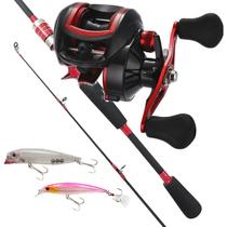 Kit Pesca Cmik Carretilha Perfil Baixo 19 Rol Vara Carbono Tubular Isca Artificial Kit Pesca Cmik Carretilha Perfil Baixo 19 Rol Vara Carbono Tubular Isca Artificial