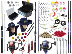 Kit Pesca Com 2 Varas Para Molinete 1,20m + 2 Varas Telescópicas 22% Carbono (4,00m e 4,50m) + 2 Molinetes + Caixa + Acessórios (Ref. 197) Kit Pesca Com 2 Varas Para Molinete 1,20m + 2 Varas Telescópicas 22% Carbono (4,00m e 4,50m) + 2 Molinetes + Caixa + Acessórios (Ref. 197)