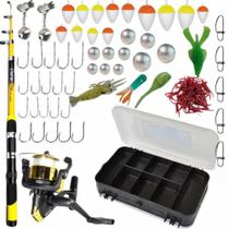 Kit pesca completo 1 Vara + 1 Molinete + 1 Estojo + Itens
