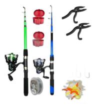 Kit Pesca Completo 2 Vara + Molinete Isca Itens Barato Full