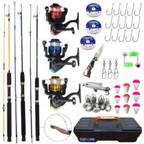 Kit Pesca Completo 3 Varas e Molinetes + Maleta Itens Barato