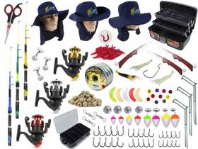 Kit Pesca Completo 3 Varas Telescópicas 1,70m + 3 Molinetes + Caixa + Acessórios (Ref. 115) Kit Pesca Completo 3 Varas Telescópicas 1,70m + 3 Molinetes + Caixa + Acessórios (Ref. 115)