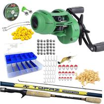 Kit Pesca Completo Carretilha 6 Rolamentos Vara Estojo Isca