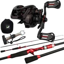 Kit Pesca Completo Carretilha + Vara Carbono 1,80 mts Alicate e Capa