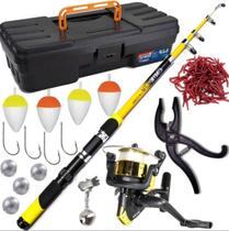 Kit Pesca Completo com Vara Molinete Maleta com Acessórios e Alicate Pega Peixe - SM Pesca