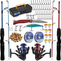 Kit Pesca Completo Molinete 3 Rolamento C/ Vara Maleta E Acessórios