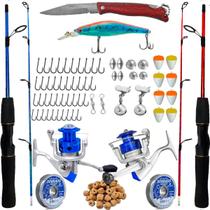 Kit Pesca Completo Molinete 3 Rolamento Com Vara E Acessorio