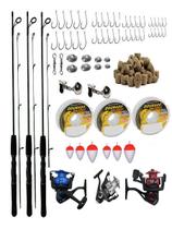 Kit Pesca Completo Molinete 3 Rolamento Com Varas 1,30m 10KG E Acessorios
