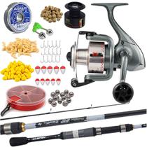 Kit Pesca Completo Molinete Vara Carbono Acessórios Completo