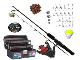 Kit Pesca Completo Vara 1,35m Molinete Maleta Barato