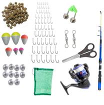 Kit Pesca Completo Vara 1,70 Mts +Molinete Com Linha + Itens