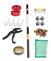 Kit Pesca Completo Vara Telescópica 4,50mts Boia Anzol mais Kit - sm pesca