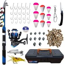 Kit Pesca Completo Vara Telescópica + Molinete Ul + Iscas - Cmik