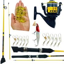 Kit Pesca Esportiva Junior Molinete com linha + Vara + Iscas