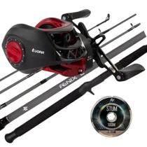 Kit Pesca Iniciante Carretilha drag 5kg Vara 20lbs + Linha