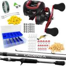 Kit Pesca Iniciante Completo Carretilha 19 Rol Vara e Estojo