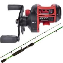Kit Pesca Lagos Carretilha 6 Rolamento Bait Vara Fibra Vidro