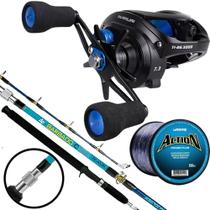 Kit Pesca Mar Carretilha Tigon Bg 300 Vara 1,80m Linha 480mt