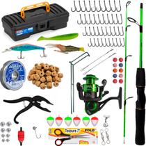 Kit Pesca Molinete 3 Rolamento Vara 1,50m Maleta e Acessórios