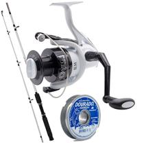 Kit Pesca Molinete 5000 5 Rol Vara Taue 40lb Linha