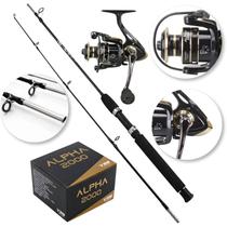 Kit Pesca Molinete Alpha 2000 13 Rolamentos+ Vara 20 libras