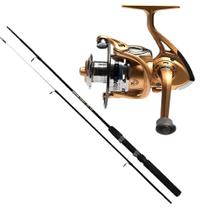 Kit Pesca Molinete Cmik FB4000 6 Rolamentos Vara 1,80m 40lbs 2 Partes - makis fishing