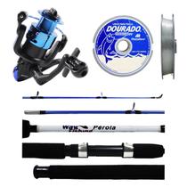 Kit Pesca Molinete Onix 4000 + Vara Pérola 1502 1,50m 12-15 Lbs + Linha 0.40mm 100m