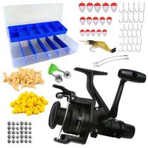 Kit Pesca Molinete Shimano IX 4000 R + Estojo c/ 120 Itens