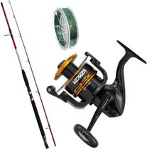 Kit Pesca Molinete Venza 3000 Drag 6Kg Vara Shimano Cruzar 2,10mts E Linha Multi