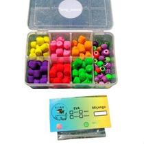 Kit Pesca Neon Completo: 120 Evas + Miçangas + Hastes + Estojo!