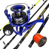 Kit Pesca Pesada Com Vara 45lbs Molinete 12kg Drag e Linha