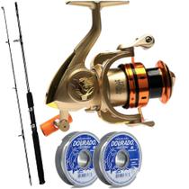 Kit Pesca Pesada Molinete Mr5000 Vara 50lb 2 Linhas