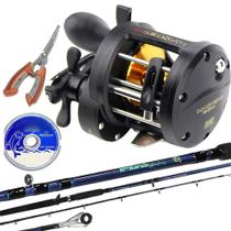 Kit Pesca Pesada Peixe Couro Vara 80lb Carretilha Master 30