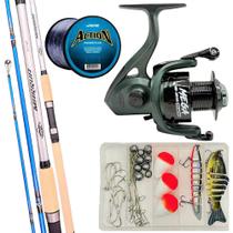 Kit Pesca Pesada Praia Molinete Mega 6000 Vara 2,10mt estojo