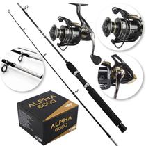 Kit Pesca Pesada Vara 1,80m 40lb Molinete 6000 13 Rolamentos