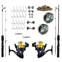 Kit Pesca Pescaria Completa 2 Vara 1,80m C/ 2 Molinete e Acessórios
