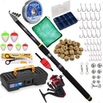Kit Pesca Pescaria Completa Vara 1,70m Molinete Maleta Itens