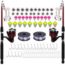 Kit Pesca Pescaria Completo 2 Varas 2 Molinetes + Acessórios Kit Pesca Pescaria Completo 2 Varas 2 Molinetes + Acessórios