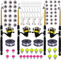 Kit Pesca Pescaria Completo 4 Varas 4 Molinetes + Acessórios