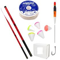 Kit Pesca Piau Vara de Mão Joker 60UN Anzol Boia Linha Mono Tamanho:Vara 2,10mt