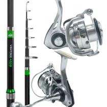 Kit Pesca Praia E Mar Vara 4,20m/4,50m + Molinete Ryobi Ranmi Edge 2000 Tamanho:Veltrix 420