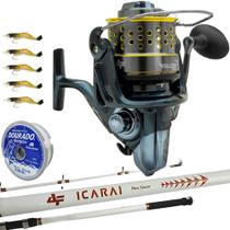 Kit Pesca Praia Molinete Falcon 8kg Vara 3,30m Icarai 5 Isca