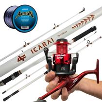 Kit Pesca Praia Pesada Molinete Supremo 6000 Vara 3,60 Linha