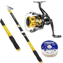 Kit Pesca Praia Vara Gt Surf 4,20 Molinete Elite Linha