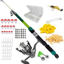 Kit Pesca Profissional Vara Molinete Anzol Boia Milho Estojo