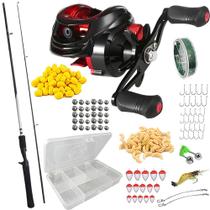 Kit Pesca Tilápia Carretilha 19 Rol Vara e Estojo Completo