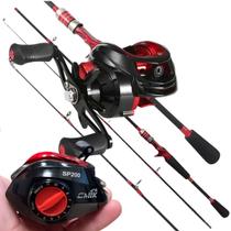 Kit Pesca Tilápia Carretilha 19 Rolamentos Vara Carbono 20lb LADO:ESQUERDA