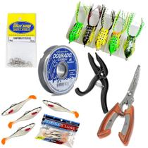 Kit Pesca Traira Completo Isca Soft Alicates Linha Mono Snap