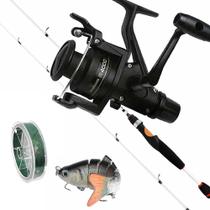 Kit Pesca Tucunaré Vara Carbono 14Lbs Isca Lambari Molinete Ix 4000 Shimano + Linha Multi Kit Pesca Tucunaré Vara Carbono 14Lbs Isca Lambari Molinete Ix 4000 Shimano + Linha Multi