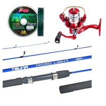 Kit Pesca Ultra Light Molinete Joker + Vara Tsuna 1,20m + Linha Max Force - 100m